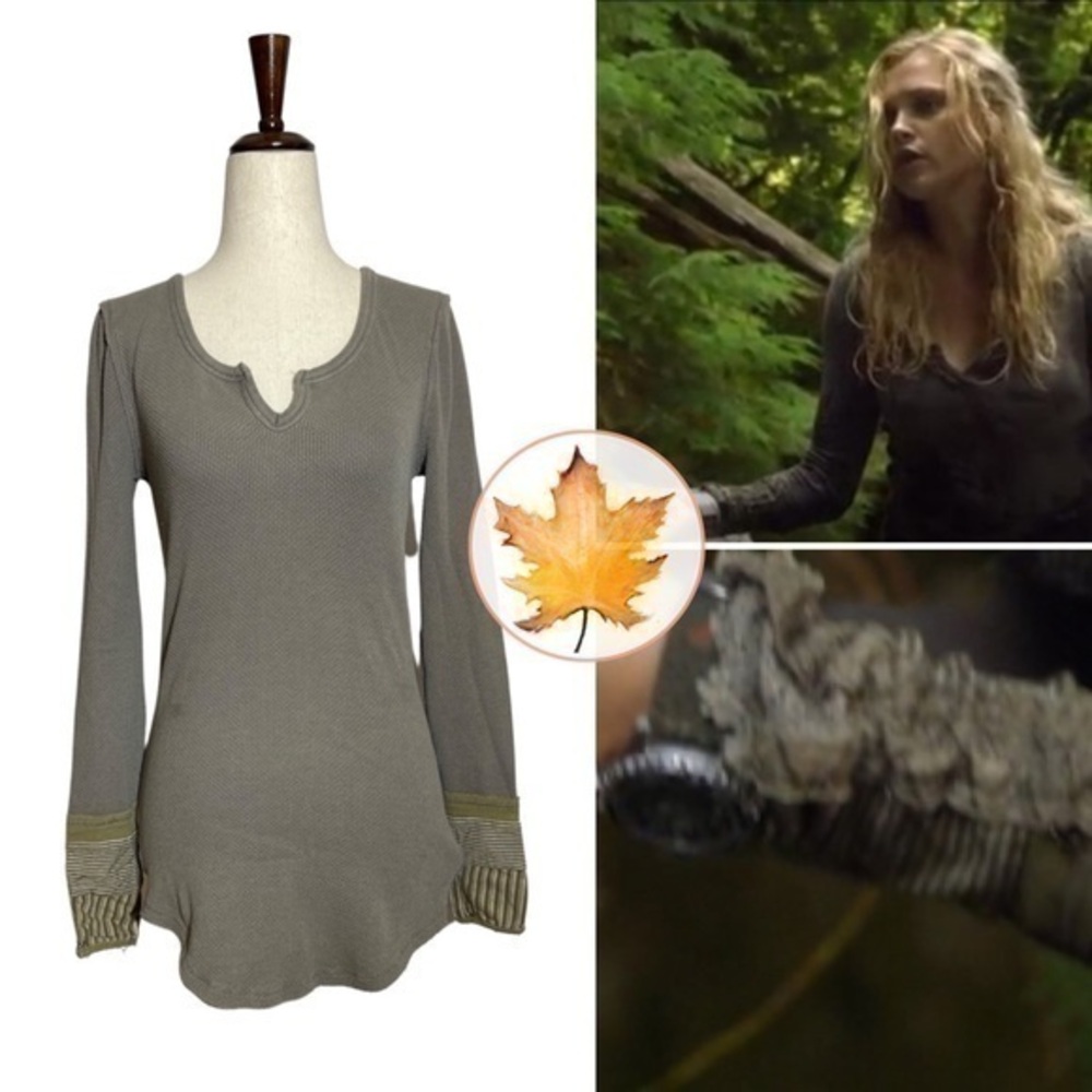 Free People • Kyoto Cuff Thermal Top Mushroom Khaki M ASO Clarke Griffin